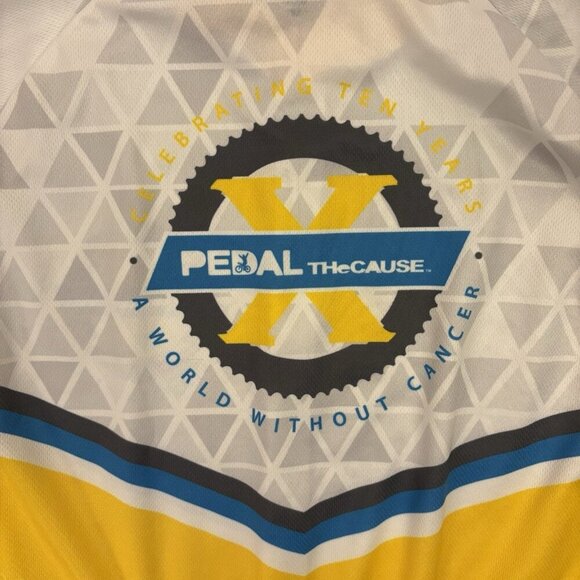 Primal Men's Cycling Full Zip Jersey Size M White Yellow Pedal The Cause EUC - Picture 9 of 14
